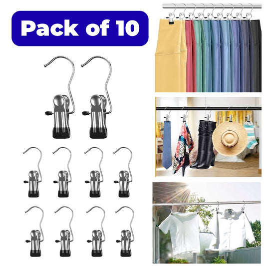 Space Saver Metal Clip Hangers with Hooks (Packs of 10, 15 & 20)