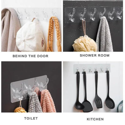 Self Adhesive Wall Hooks Hanger (Pack of 4 & 8)