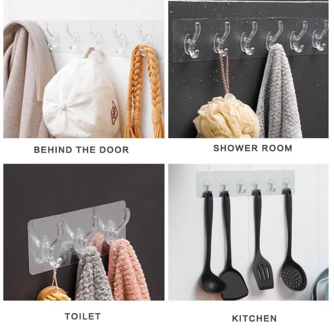 Self Adhesive Wall Hooks Hanger (Pack of 4 & 8)