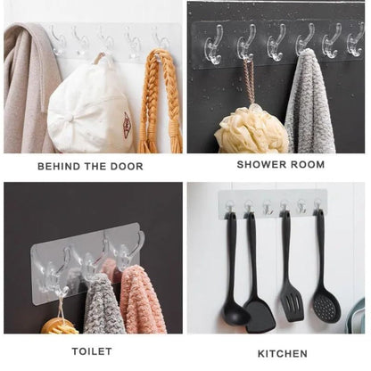 Self Adhesive Wall Hooks Hanger (Pack of 4 & 8)