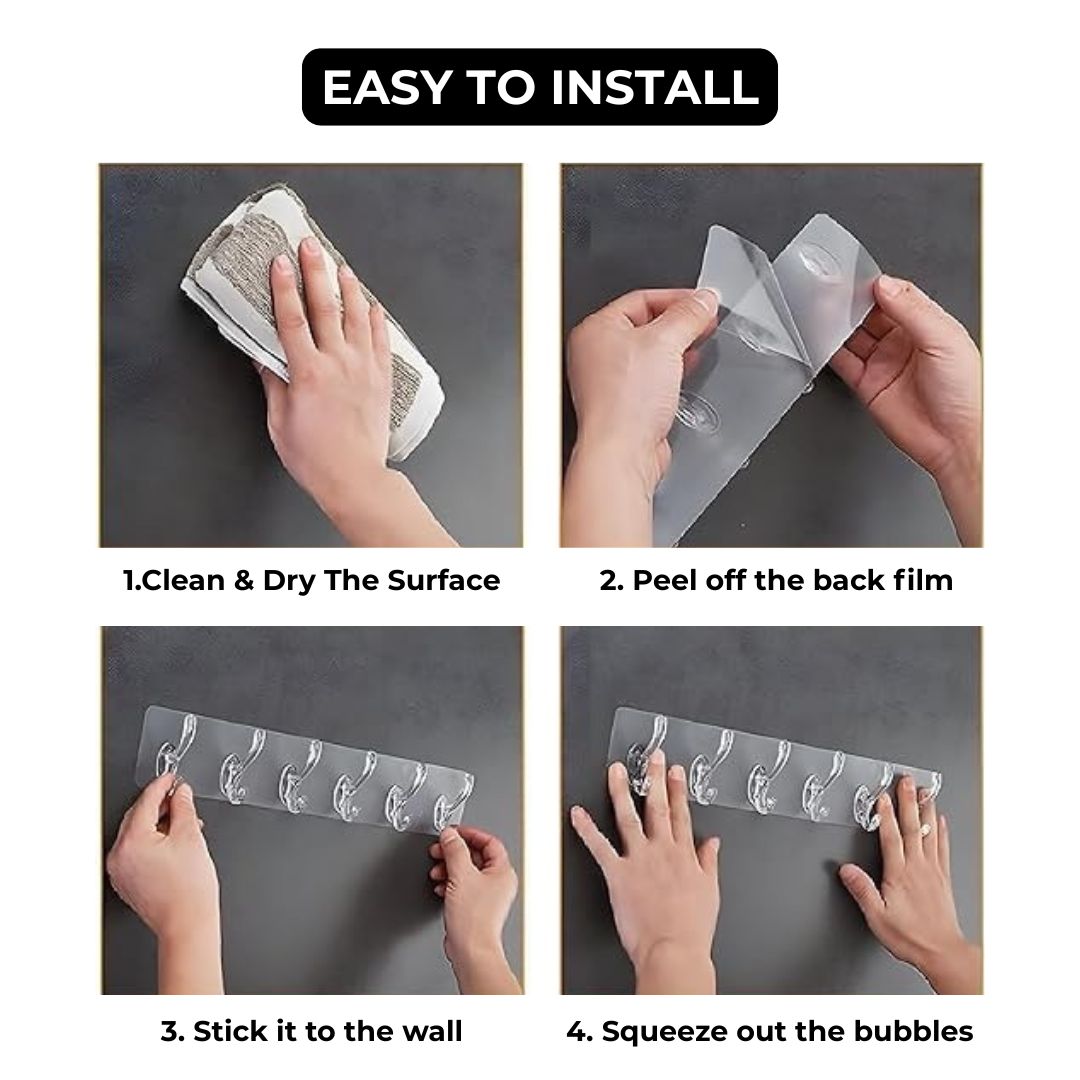 Self Adhesive Wall Hooks Hanger (Pack of 4 & 8)